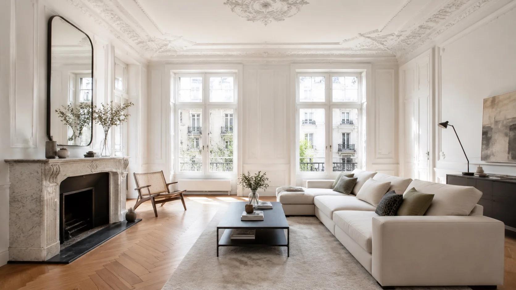 Rénovation d'appartement à Bruxelles - parquet d'origine, moulures, cheminée - Deco-Bati SRL